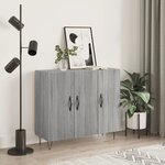 vidaXL Buffet sonoma gris 90x34x80 cm bois d'ingénierie