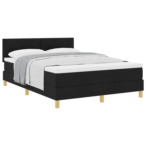 vidaXL Lit à ressorts avec matelas Noir 140 x 200 cm tissu