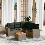 vidaXL Salon de jardin 6 Pièces avec coussins gris résine tressée