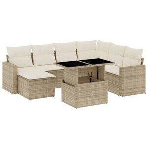 vidaXL Salon de jardin avec coussins 8 Pièces beige résine tressée