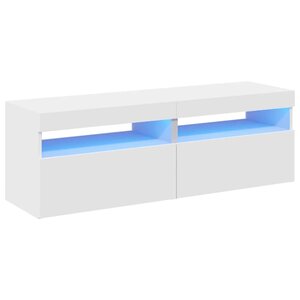 vidaXL Meubles TV avec lumières LED 2 Pièces Blanc 60x35x40 cm
