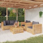 vidaXL Salon de jardin 5 Pièces avec coussins Bois de teck solide
