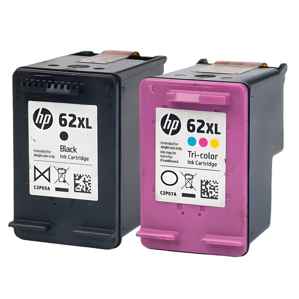 Pack de 2 cartouches d'encre authentiques HP 62XL Noir et couleurs - programme SECOND