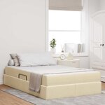vidaXL Lit avec rangement et matelas Crème 120 x 200 cm Polyester