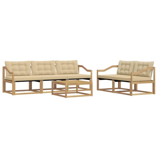 vidaXL Ensemble de canapés d'extérieur 6 pc Blanc et Beige