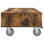 vidaXL Table d'appoint avec roues Chêne fumé 90 x 50 x 30 cm