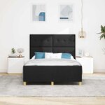 vidaXL Cadre de lit avec tête de lit Noir 140 x 200 cm tissu