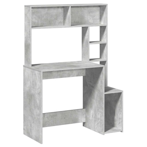 vidaXL Bureau avec étagères gris béton 100x45x140 cm bois d'ingénierie