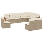 vidaXL Salon de jardin avec coussins 10 Pièces beige résine tressée