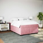 vidaXL Sommier à lattes de lit avec matelas Rose 140x190 cm Velours