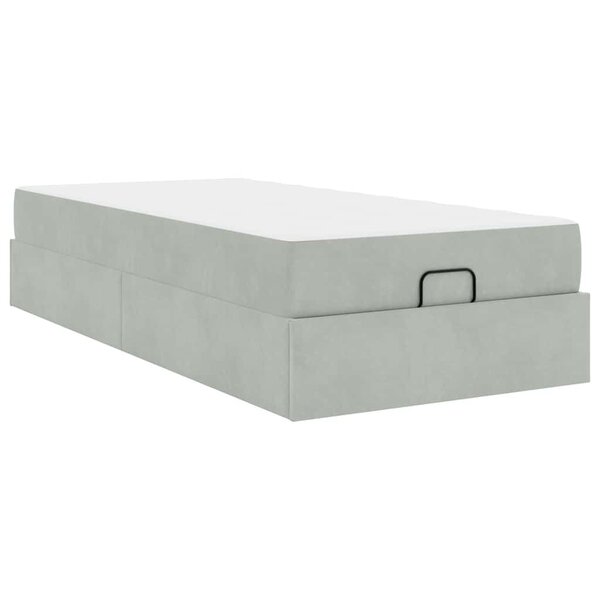 vidaXL Cadre de lit avec matelas Gris clair 90 x 190 cm Velours