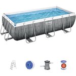 BESTWAY Piscine Hors-sol Tubulaire - Power Steel Ratán - 404x201x100 cm - Épurateur a Cartouche de 2006 L/H Échelle