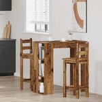 vidaXL Table de bar avec étagère vieux bois bois d'ingénierie