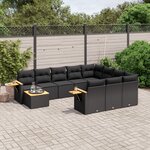 vidaXL Salon de jardin 11 Pièces avec coussins noir résine tressée