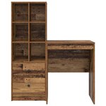 vidaXL Bureau avec rangement en bois vieilli