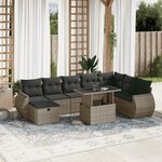 vidaXL Salon de jardin 9 Pièces avec coussins gris résine tressée