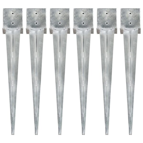 vidaXL Piquets au sol 6 Pièces Argenté 14x14x91 cm Acier galvanisé