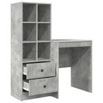 vidaXL Bureau avec tiroir avec étagère avec stockage 2 Pièces Gris béton