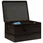 vidaXL Boîte en bois avec couvercle et poignées noir bois pin massif