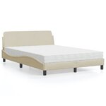 vidaXL Lit avec matelas crème 140x190 cm tissu