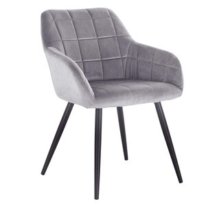 Chaise de salle à manger en velours avec pieds en métal à carreaux gris 19_0000377