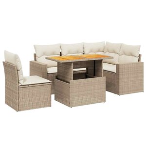 vidaXL Salon de jardin avec coussins 6 Pièces beige résine tressée