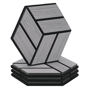 4 Panneaux muraux 30x26 hexagone gris bois