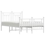 vidaXL Cadre de lit métal sans matelas et pied de lit blanc 120x190 cm