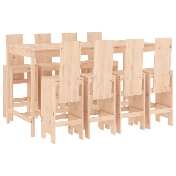 vidaXL Ensemble de bar de jardin 9 Pièces Bois de pin massif