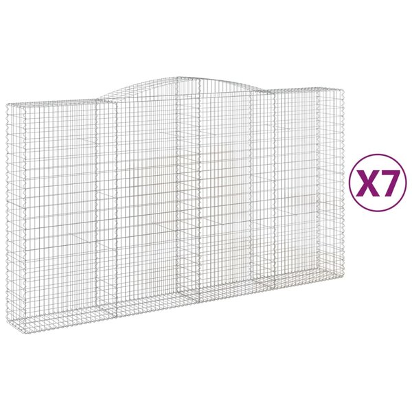 vidaXL Paniers à gabions arqués 7 Pièces 400x50x220/240 cm Fer galvanisé