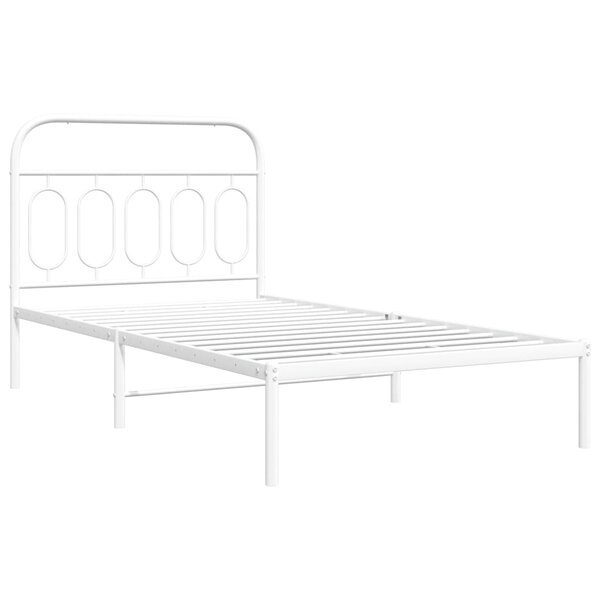 vidaXL Cadre de lit métal avec tête de lit blanc 100x190 cm