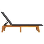 vidaXL Chaise longue Noir/marron Résine tressée/bois massif d'acacia