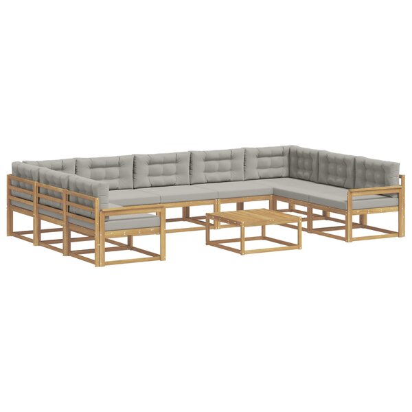 vidaXL Ensemble de canapés d'extérieur 10 pc Blanc et gris clair