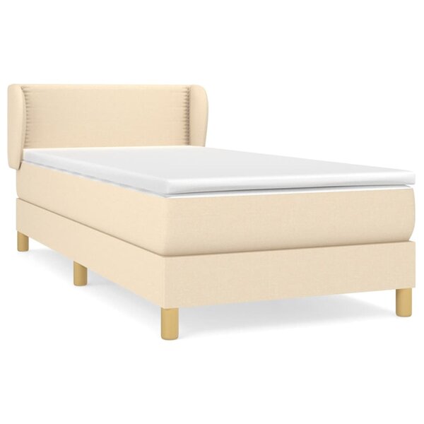 vidaXL Sommier à lattes de lit et matelas Crème 90x190 cm Tissu