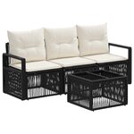vidaXL Ensemble de canapé de jardin 4 Pièces Noir polyrotin