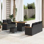 vidaXL Ensemble de canapé de jardin avec coussin 8 Pièces Noir Poly rotin