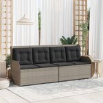 vidaXL Banc de jardin avec coussin Gris clair Poly rotin