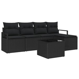 vidaXL Ensemble de canapé de jardin avec coussin 6 Pièces Noir