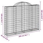 vidaXL Paniers à gabions arqués 25 Pièces 200x30x140/160 cm Fer galvanisé