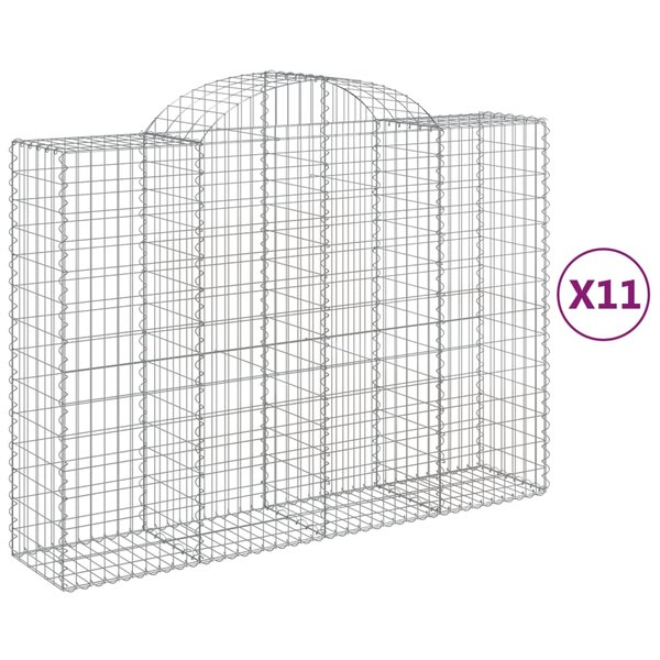 vidaXL Paniers à gabions arqués 11 Pièces 200x50x140/160 cm Fer galvanisé