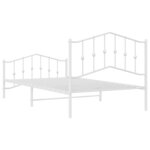 vidaXL Cadre de lit métal sans matelas et pied de lit blanc 107x203 cm