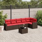 vidaXL Salon de jardin avec coussins 7 Pièces marron résine tressée