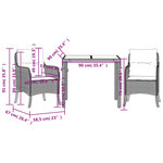 vidaXL Ensemble à manger de jardin 3 Pièces coussins gris résine tressée