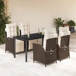 vidaXL Ensemble à manger de jardin 5 Pièces et coussins marron poly rotin