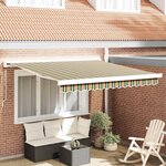 vidaXL Auvent Rétractable Vert et jaune 350 x 250 cm Tissu et Métal