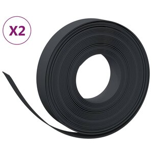 vidaXL Bordures de jardin 2 Pièces noir 10 m 10 cm polyéthylène