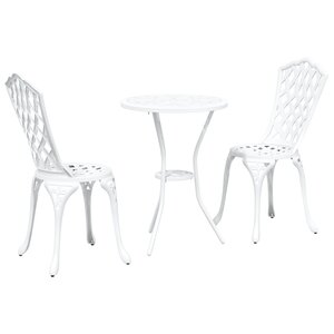 Set de bistro jardin 3 pièces vidaXL en alu blanc