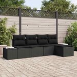 vidaXL Ensemble de canapé de jardin 5 Pièces Noir Poly rotin