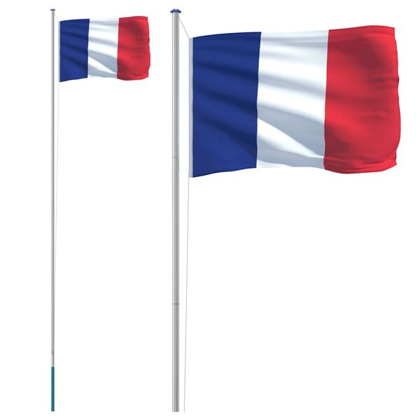 vidaXL Drapeau de la France et mât 6 23 m Aluminium