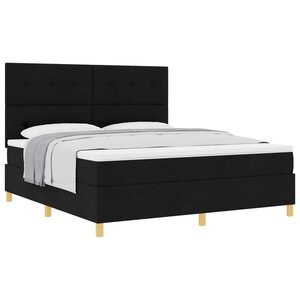 vidaXL Lit à ressorts avec matelas Noir 180 x 200 cm tissu